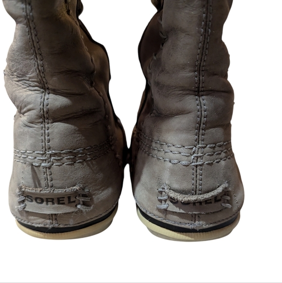 Sorel Boots Cate The Great Waterproof Leather Suede Lace Up Snow Gray Size 5 - Picture 6 of 7
